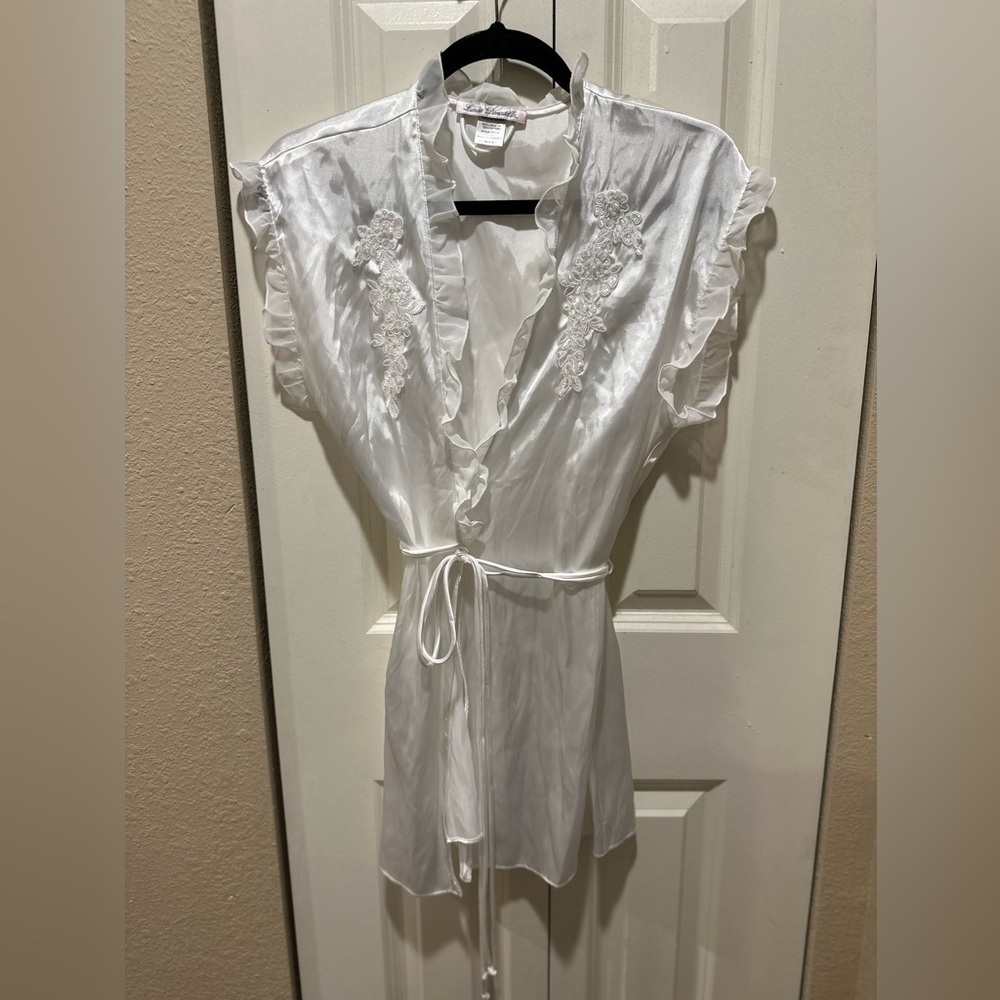 Linea Donatella Babydoll Wrap Dress Bridal Embellished Beaded , size S - Picture 6 of 7